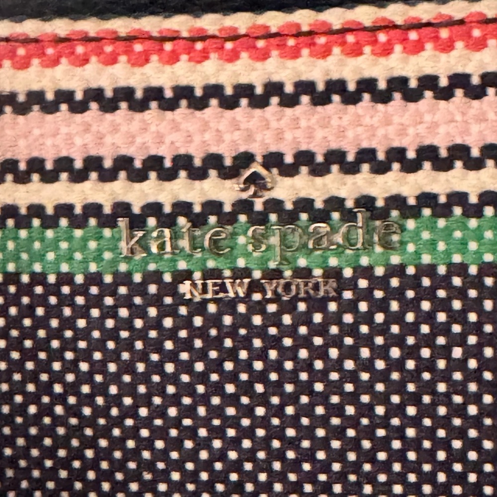 kate spade Navy Tote with Yellow, Pink & Green Stripes - Picture 7 of 8